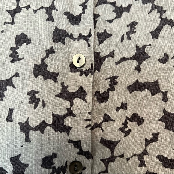J.jill Love Linen Essential Shirt Womens Large Gray Floral Button‎ Up - Picture 4 of 14